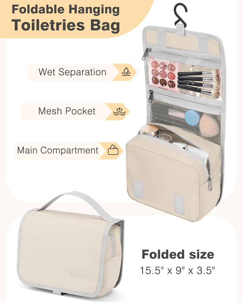 Gonex 10 Set Compression Packing Cubes, Expandable Storage Travel Bags for Suitcase, Luggage Organizers with Hanging Toiletry Bag Laundry Bag Shoe Bag Accessories Bag (Cream) - Image 4