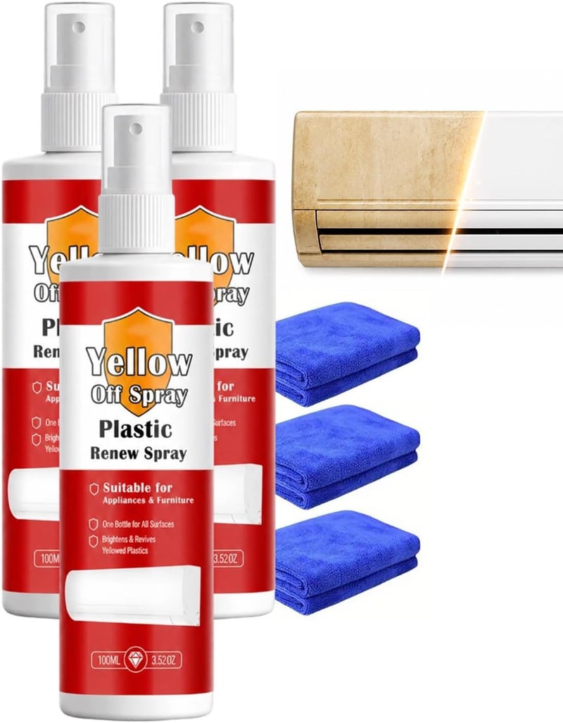Plastic Yellowing Agent Spray, Plastic Yellow-Off Spray Cleaner for Aged Plastics, Fast-Acting Whitening Restorer for AC Units, Refrigerators, ABS & PVC (3 Set) - Image 1