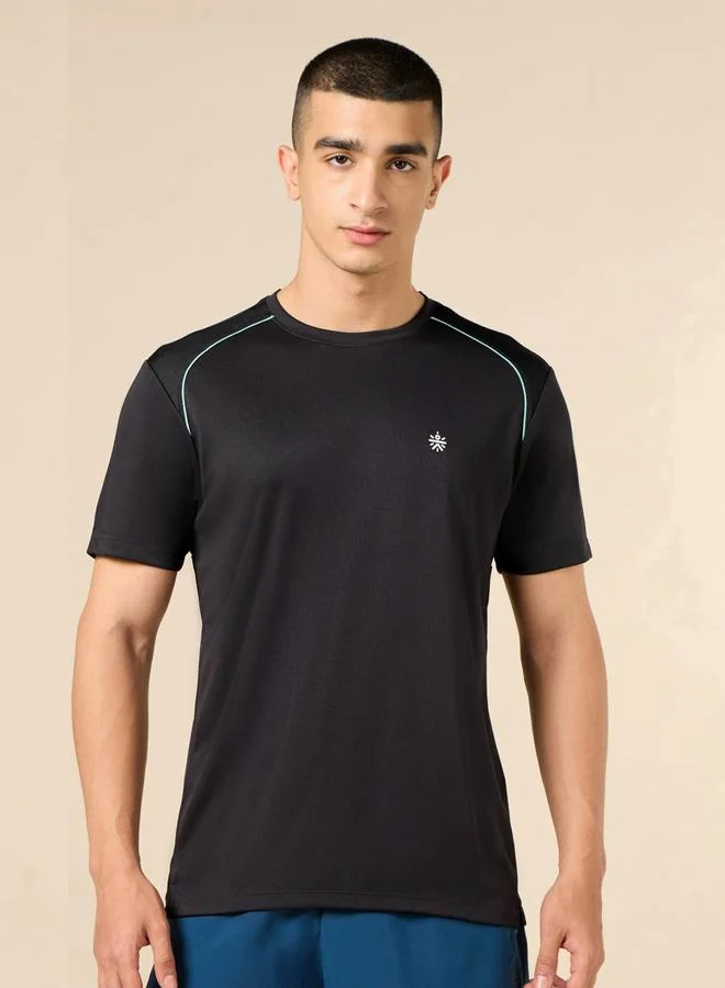 Cult Men Black Solid Raglan Sleeve T-Shirt