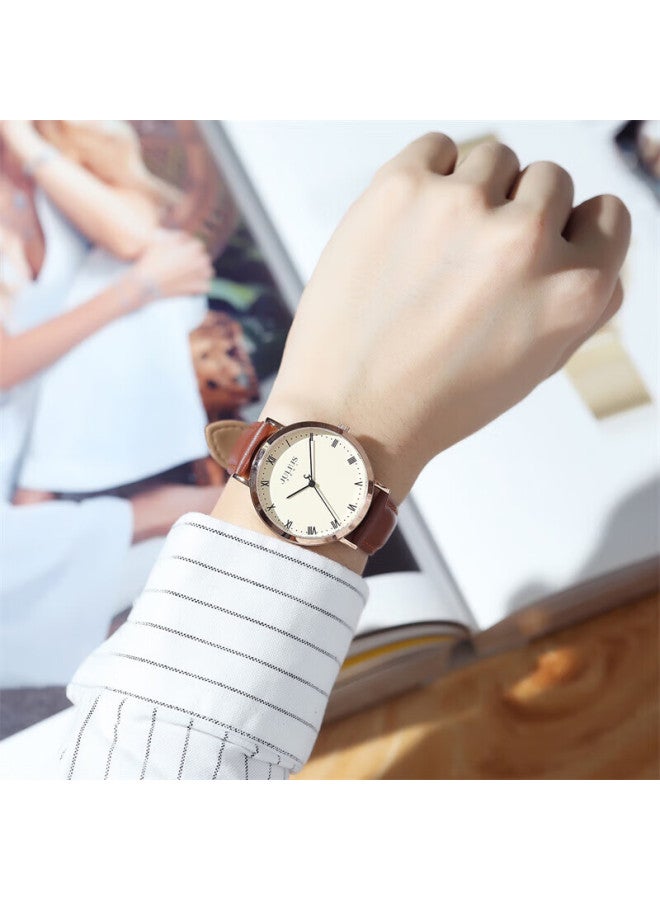 Julius Men's Watch, Simple Leather Strap, Fashionable And Versatile, Waterproof, Stylish Quartz Student Watch, Brown Ja-1365mb - Image 1