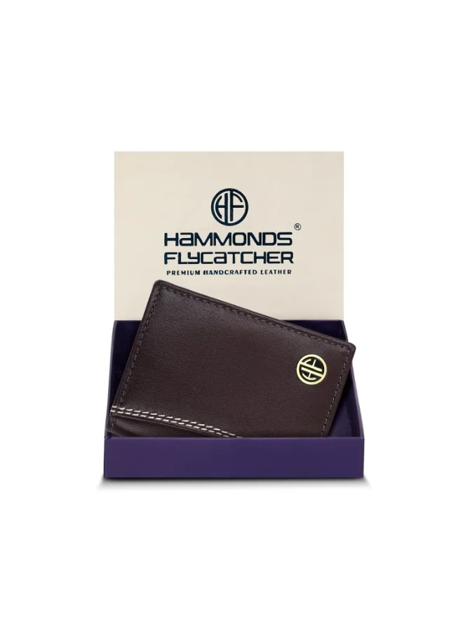 HAMMONDS FLYCATCHER Leather Credit Card Holder Wallet for Man & Women with Currency Slot, RFID Protected ATM Card Wallet for Men 6 Slots, Gift for Men, Father, Husband, Boyfriend