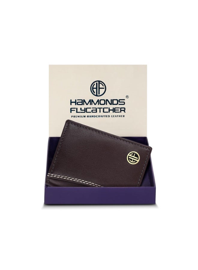 HAMMONDS FLYCATCHER Leather Credit Card Holder Wallet for Man & Women with Currency Slot, RFID Protected ATM Card Wallet for Men 6 Slots, Gift for Men, Father, Husband, Boyfriend - Image 1