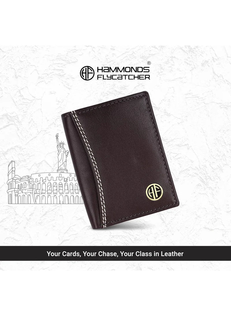 HAMMONDS FLYCATCHER Leather Credit Card Holder Wallet for Man & Women with Currency Slot, RFID Protected ATM Card Wallet for Men 6 Slots, Gift for Men, Father, Husband, Boyfriend