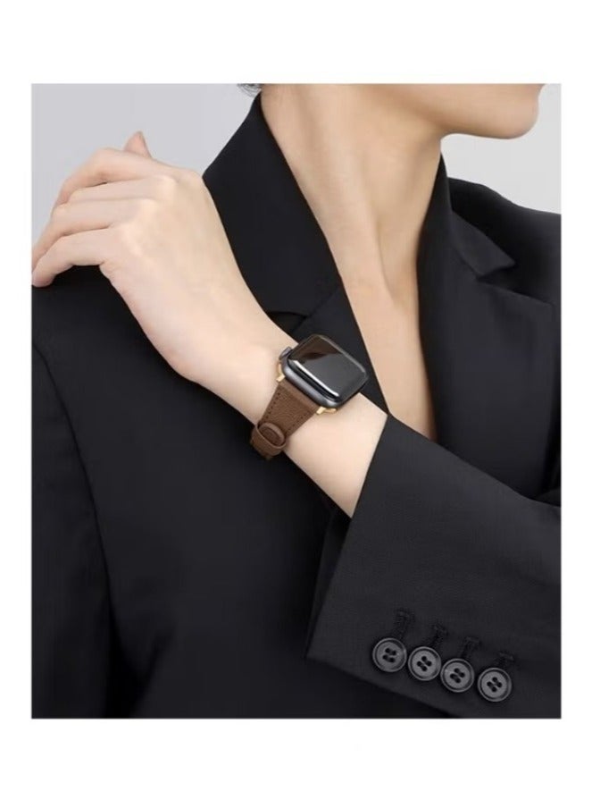 Apple Watch Leather Band, Compatible with Apple Watch Band 38mm 40mm 41mm Women, Top Grain Genuine Leather Strap Thin Watch Wristband for iWatch Series 9 8 7 6 5 4 3 2 1 SE Ultra 2 Brown - Image 2