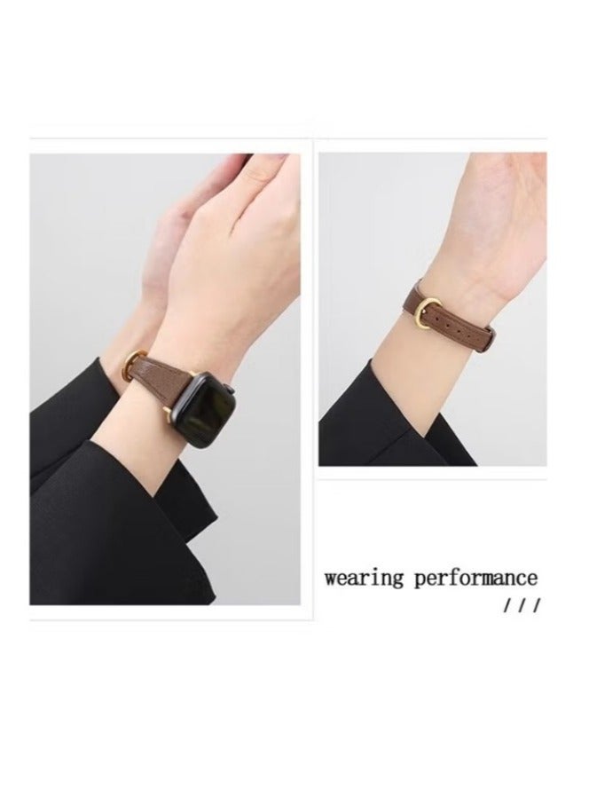 Apple Watch Leather Band, Compatible with Apple Watch Band 38mm 40mm 41mm Women, Top Grain Genuine Leather Strap Thin Watch Wristband for iWatch Series 9 8 7 6 5 4 3 2 1 SE Ultra 2 Brown - Image 4