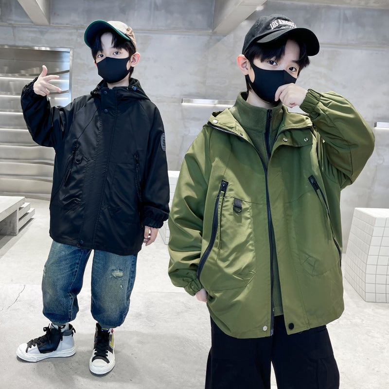 Boys' Jacket Autumn Style Middle And Large Children'S Fashionable Windbreaker Children'S Boys Stylish Rush Clothes Trendy - Image 2