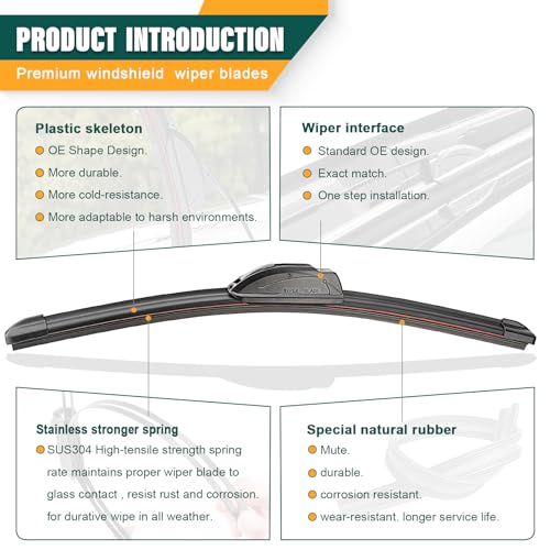 KVQ Windshield Wiper Blades Replacement for Mazda CX3 CX-3 2016 2017 2018 2019 2020 2021,Original Equipment Replacement Front Rear Wiper Blade Set - 22" 19" 10" (Set of 3) - Image 4