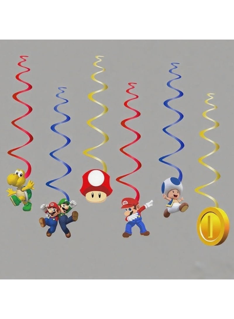 JAYATO New Mario theme birthday party decoration plumber game banner aluminum foil balloon cake topper pull flag - Image 5
