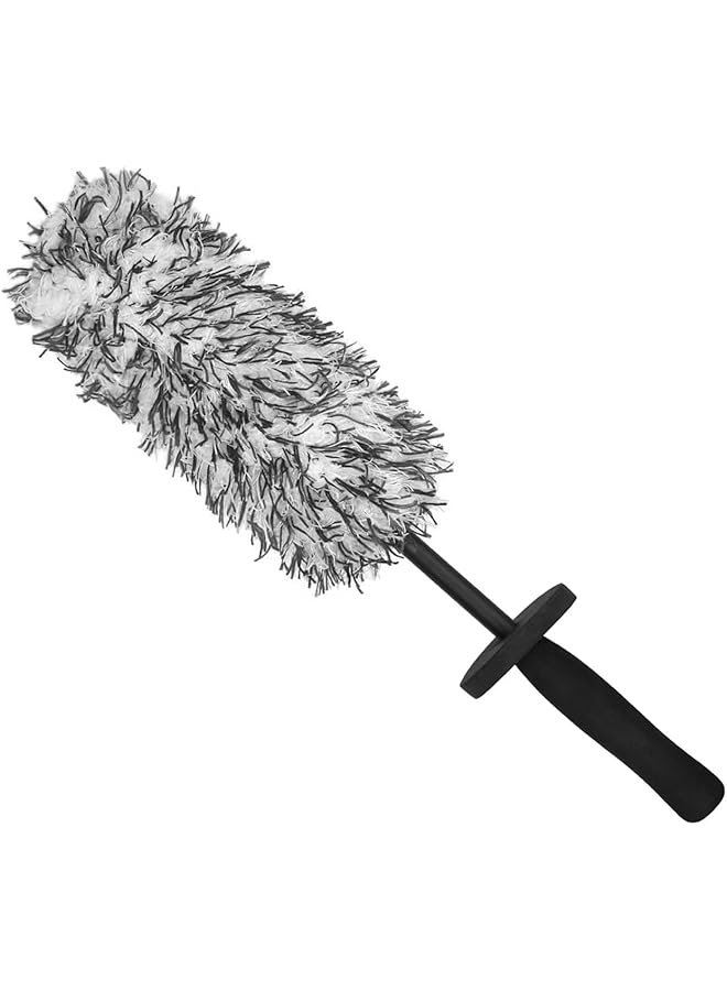 Excefore Car Cleaning Brush Rim Brush Wheel Cleaning Brush, Metal Free Soft Synthetic Wool Car Wash Brush, Highly Water Absorption Wheel Brush (Black White) - Image 1