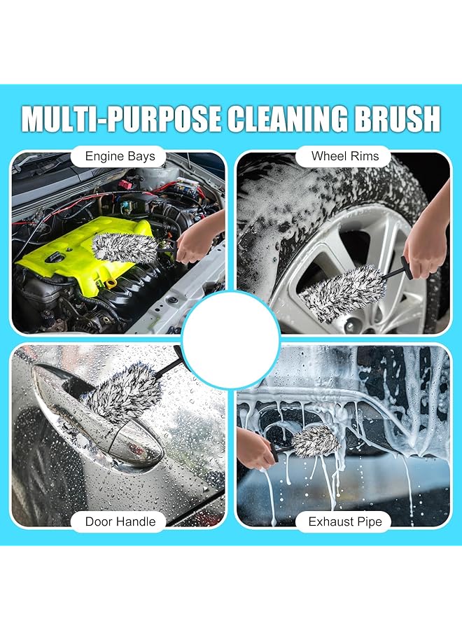 Excefore Car Cleaning Brush Rim Brush Wheel Cleaning Brush, Metal Free Soft Synthetic Wool Car Wash Brush, Highly Water Absorption Wheel Brush (Black White) - Image 2