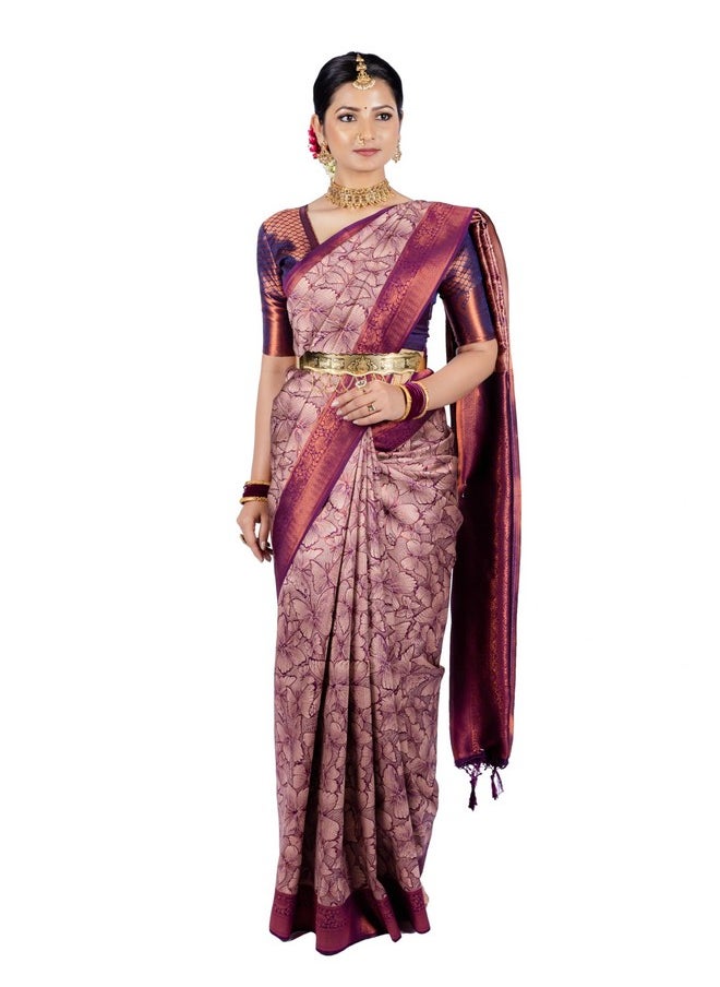 MIMOSA - Mimosa Women's Woven Design Kanjivaram Style Multicolour Art Silk Saree With Blouse Piece : Sa00001644Mjfree - Image 1