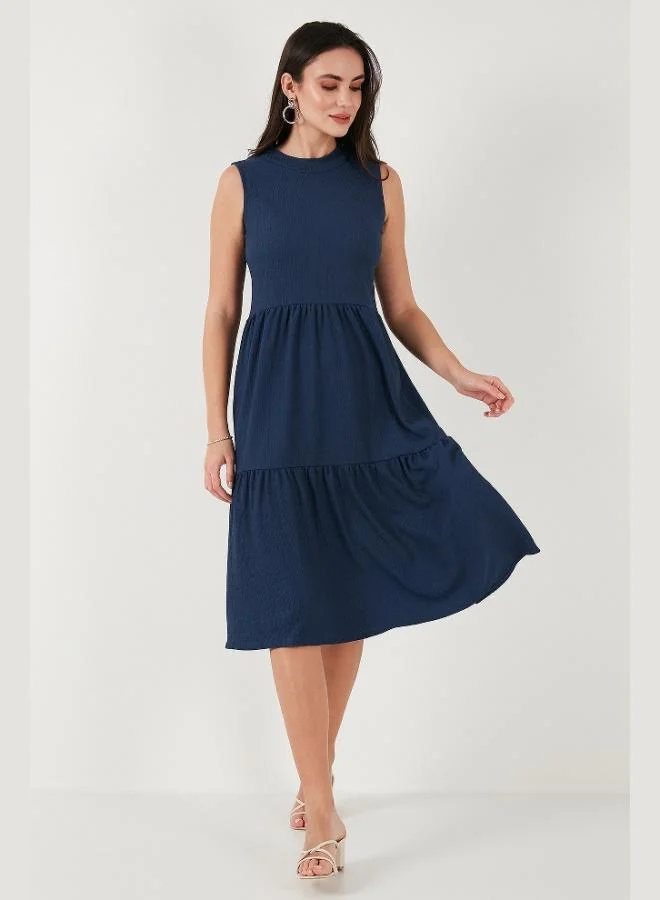 ليلا فستان ميدي بدون أكمام بقصة عادية للنساء