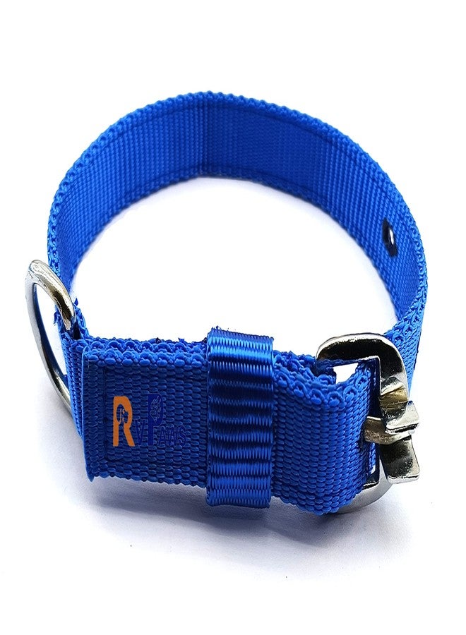 Pups&Pets طقم طوق ومقود 22 مم مناسب للجراء من جميع السلالات، طقم طوق ومقود قابل للتعديل من النايلون الناعم ذي الشريط العادي للكلاب الصغيرة والمتوسطة الحجم، طقم طوق ومقود 0.75 بوصة (أزرق) - Image 2