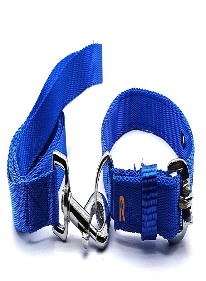 Pups&Pets طقم طوق ومقود 22 مم مناسب للجراء من جميع السلالات، طقم طوق ومقود قابل للتعديل من النايلون الناعم ذي الشريط العادي للكلاب الصغيرة والمتوسطة الحجم، طقم طوق ومقود 0.75 بوصة (أزرق) - Image 3