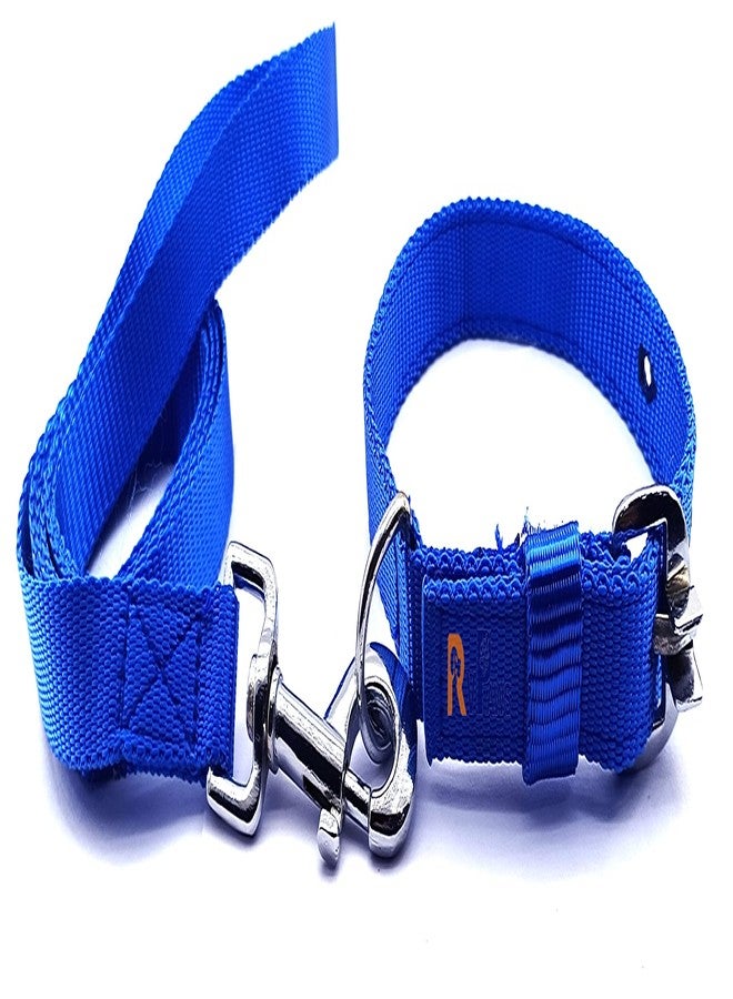 Pups&Pets طقم طوق ومقود 22 مم مناسب للجراء من جميع السلالات، طقم طوق ومقود قابل للتعديل من النايلون الناعم ذي الشريط العادي للكلاب الصغيرة والمتوسطة الحجم، طقم طوق ومقود 0.75 بوصة (أزرق) - Image 1