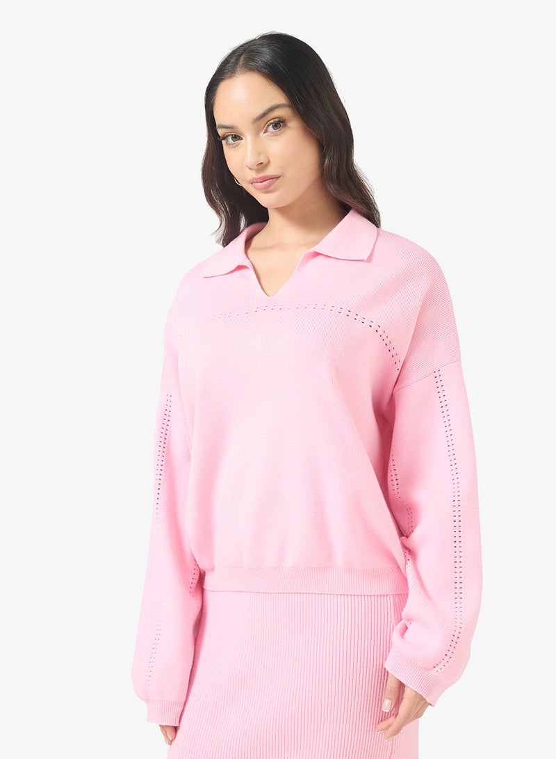 Ginger Polo Neck Relaxed Fit Sweater & Skirt Set - Image 3