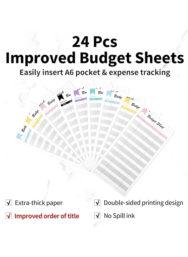 erorex Budget Binder With Zipper 6 Ring Money Saving Binder Cash Money Organizer With Label Stickers Cash Leather A6 Budget Binder Cash Envelopes For Budgeting Money Envelopes  - Image 3