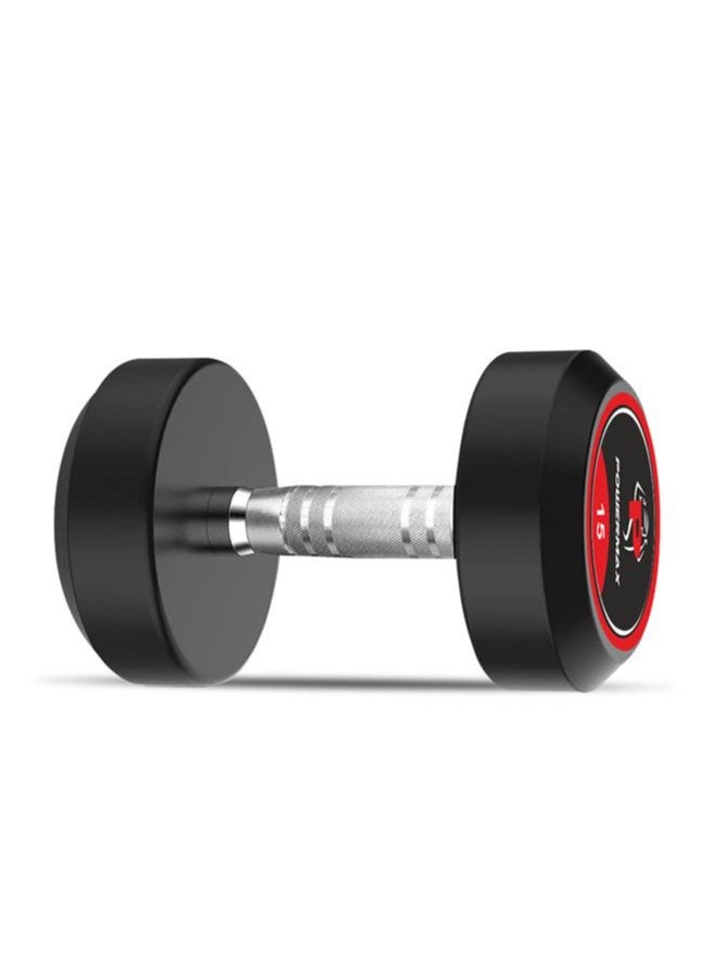 PowerMax Fitness PowerMax Fitness Rubber Coated Round Professional Dumbbell for Home Gym | dumbbell for home gym workouts| gym dumbbell | dumbbell for men-women fitness | 15kg dumbbell x 1| Black  - Image 2