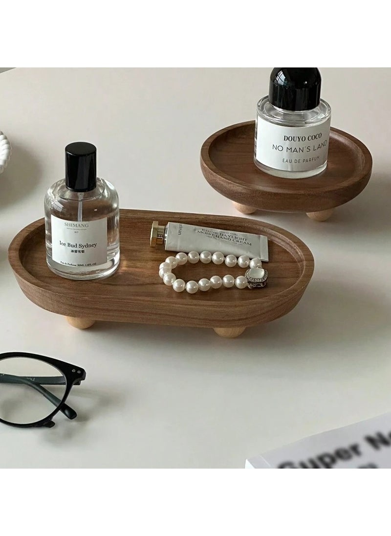 بيوينتي صينية مجوهرات خشبية ريترو 2 قطعة، حامل عطر، صينية عطرية، صينية التقاط مفاتيح المدخل، صينية ديكور منزلي لعيد الحب  - Image 5