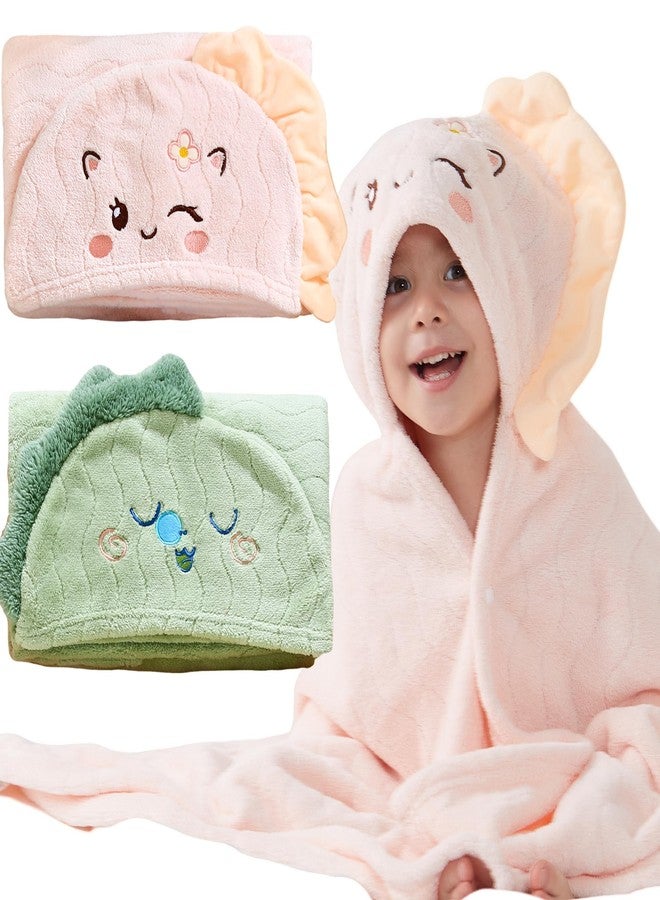 Yaiseiko 2 Pack Hooded Baby Towels，Baby Bath Towel – Soft and Absorbent Toddler Towels with Hood Age 0-12 Years for Babies,Toddler,Infant，Kids - Newborn Essential-27.5 X 55 Inch(Unicorn & Dinosaur)