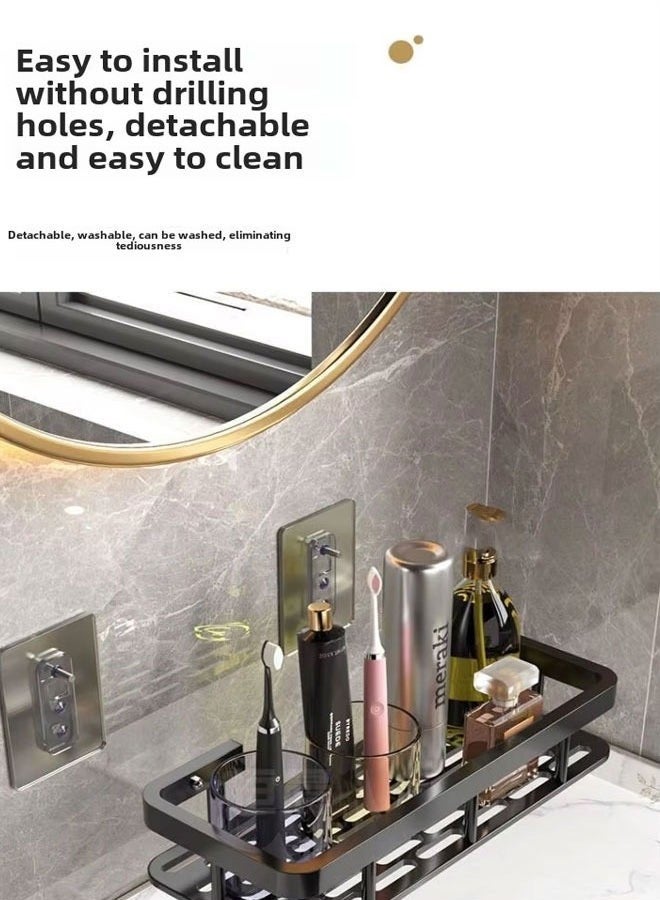 Bathroom Shelves Shower Caddy Shelf Organizer Rack Floating Shelves for Wall Decor Wall Shelf for Bedroom Living Room Kitchen Self Adhesive Bathroom Shelves Basket（Silver） - Image 4