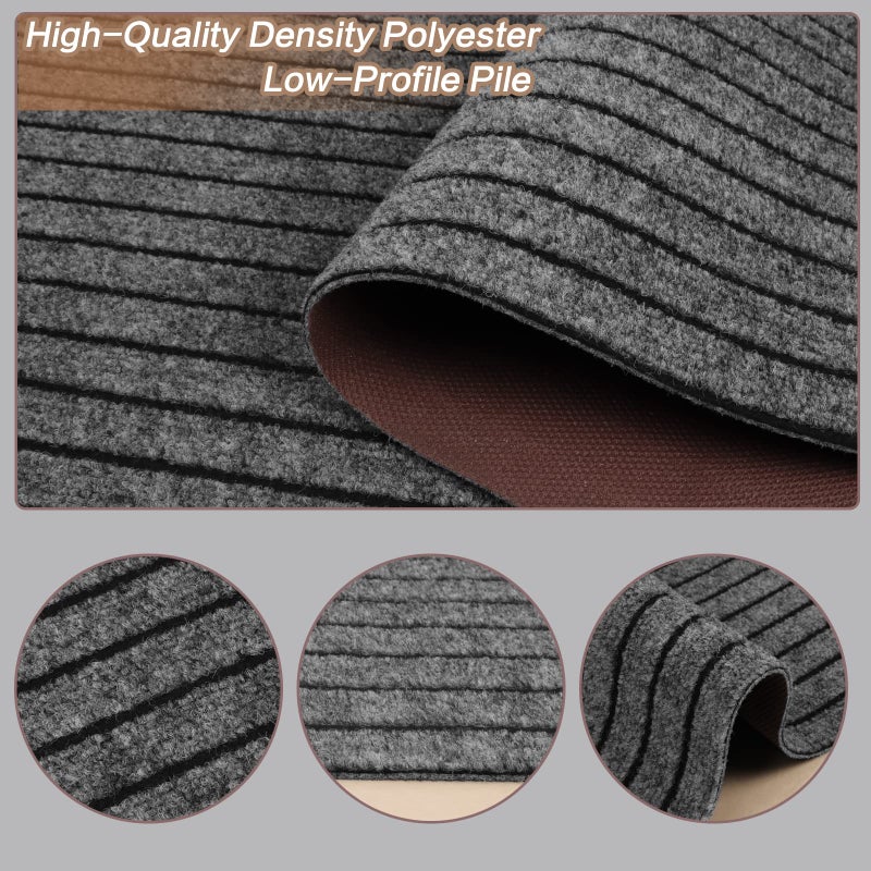 Heyroll 2' x 6' Runner Rugs with Rubber Backing, Indoor Outdoor Utility Carpet Runner Rugs, Stripe Gray, Can Be Used as Aisle for The RV and Boat, Laundry Room and Balcony - Image 2