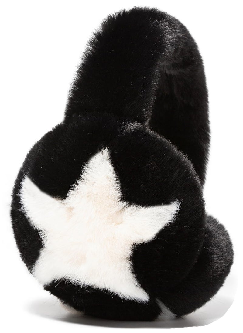 Bagkeak Fuzzy Earmuffs for Women Girls Foldable Trendy Star Pattern Ear Covers Plush Headband Outdoor Windproof Cute Ear Warmers - Image 1
