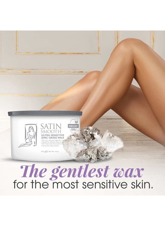 Satin Smooth Satin Smooth Ultra Sensitive Zinc Oxide Wax, Hair Removal for Fine to Medium Hair, Safe for Delicate & Sensitive Skin, Waxing Kit, 14 oz, 1-Pack  - Image 2
