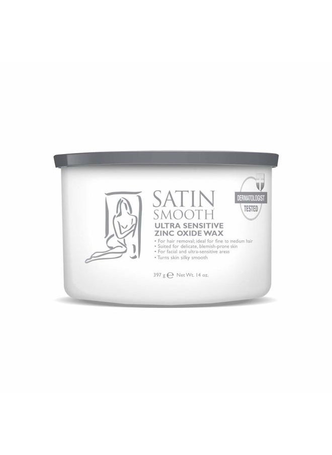 Satin Smooth Satin Smooth Ultra Sensitive Zinc Oxide Wax, Hair Removal for Fine to Medium Hair, Safe for Delicate & Sensitive Skin, Waxing Kit, 14 oz, 1-Pack  - Image 1