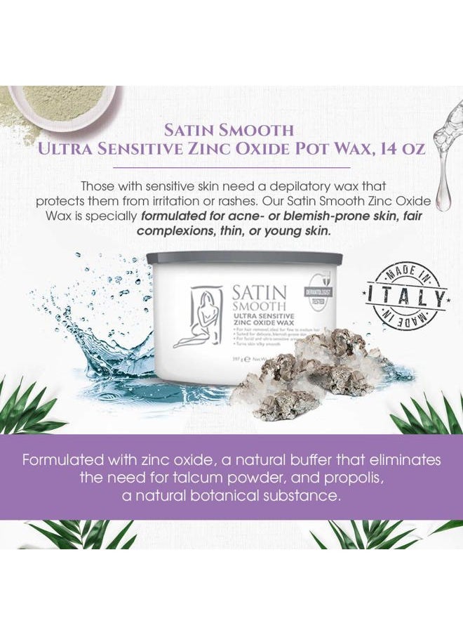 Satin Smooth Satin Smooth Ultra Sensitive Zinc Oxide Wax, Hair Removal for Fine to Medium Hair, Safe for Delicate & Sensitive Skin, Waxing Kit, 14 oz, 1-Pack  - Image 3