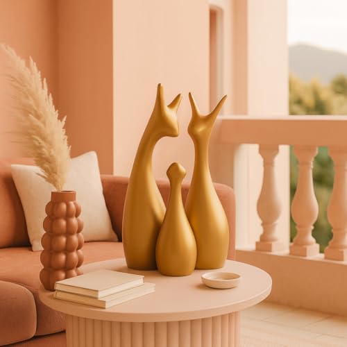 LADROX Muted Metallic Matte Gold Home Decor Lucky Deer Family Ceramic Figurine | Launched for The First time in India - (Set of 3, Gold) - Image 5