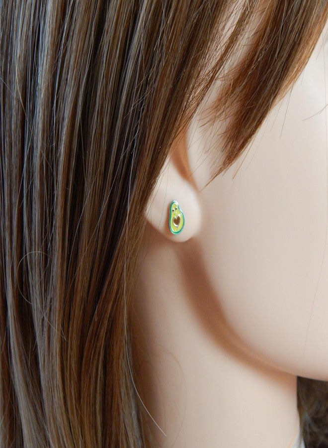 آيسروز أقراط مرصعة على شكل أفوكادو من الفضة الإسترليني عيار 925 (خالية من النيكل/مضادة للحساسية) 13228 - Image 3