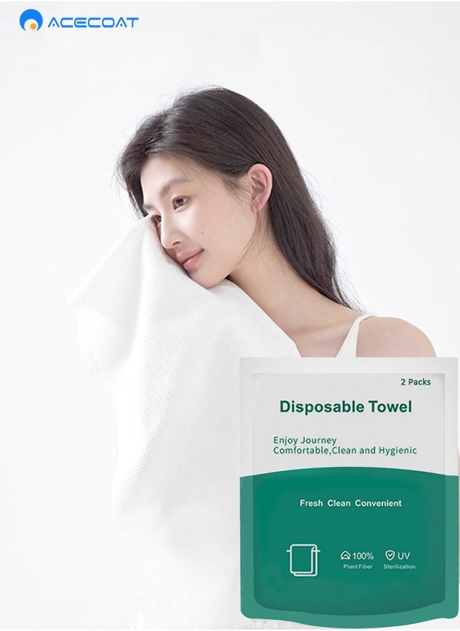 ACECOAT 2-Pack Disposable Bath Towels | Camping Towel I Gym Towel I Haircut Towel 20 PCS, Individually Wrapped, Large 65x 30 (White Individually Wrapped)  - Image 1