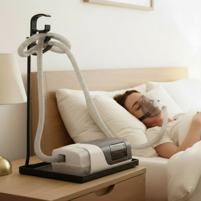 Geiserailie CPAP Hose Holder, Mask and Hose Bedside Organizer, Flexible and Bendable Bracket Prevents Tube Entanglement and Hanging Mask, Keep CPAP Supplies Neat and Tidy - Image 1