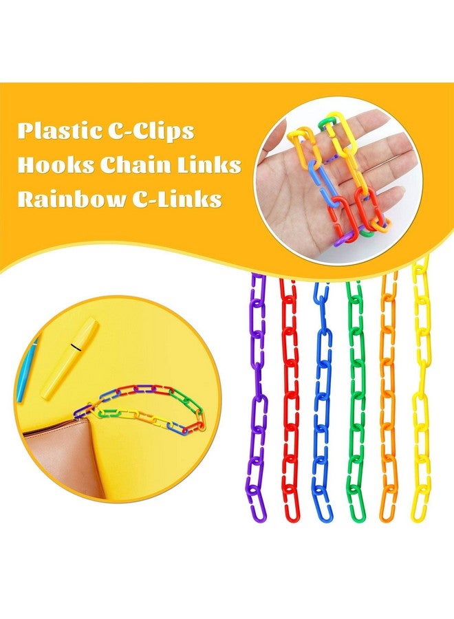 JIALEEY 100PCS Plastic Chain Links, Children's Learning Toy, Mix Color Rainbow DIY C-Clips Chains Hooks Swing Climbing Cage Toys for Bird Sugar Glider Rat Parrot - Image 4