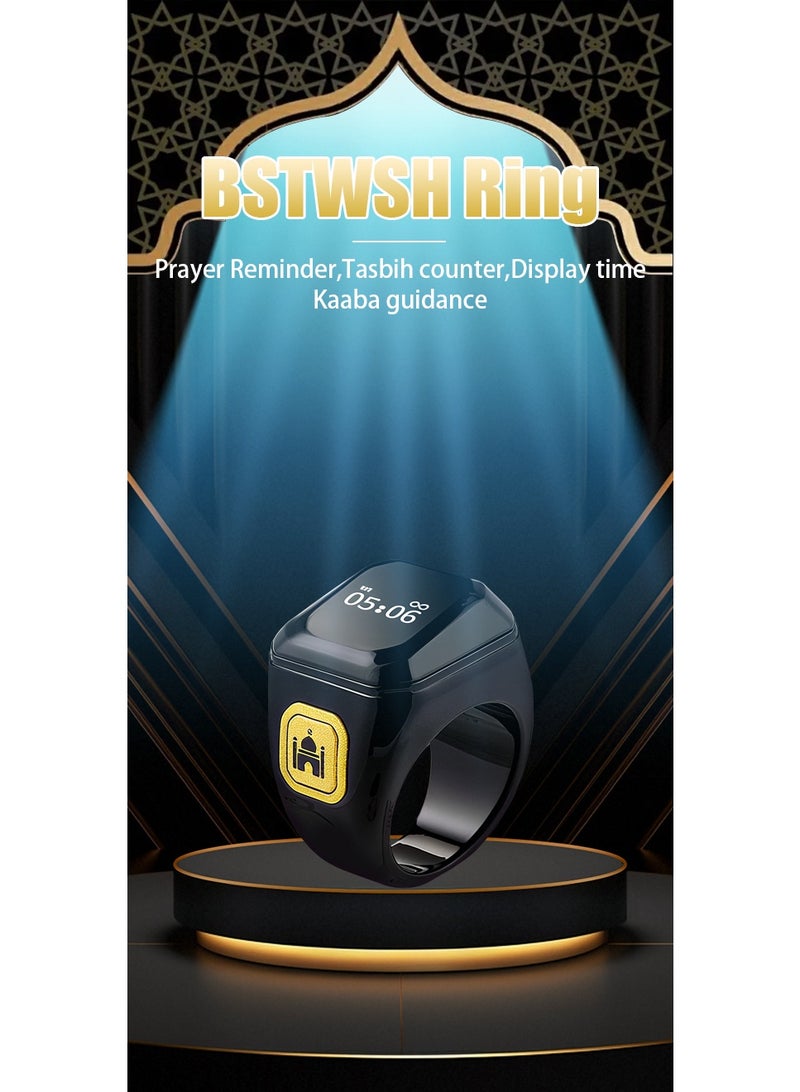 BSTWSH Tasbih Zikr Smart Praise Ring, Adjustable Praise Ring Finger Counter 20mm, APP Support Digital Counter Prayer Reminder Rings, Waterproof Finger Counter Zikr Ring for Muslims - Image 2