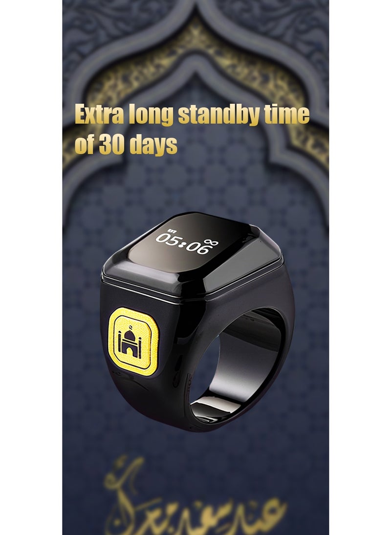 BSTWSH Tasbih Zikr Smart Praise Ring, Adjustable Praise Ring Finger Counter 20mm, APP Support Digital Counter Prayer Reminder Rings, Waterproof Finger Counter Zikr Ring for Muslims - Image 4