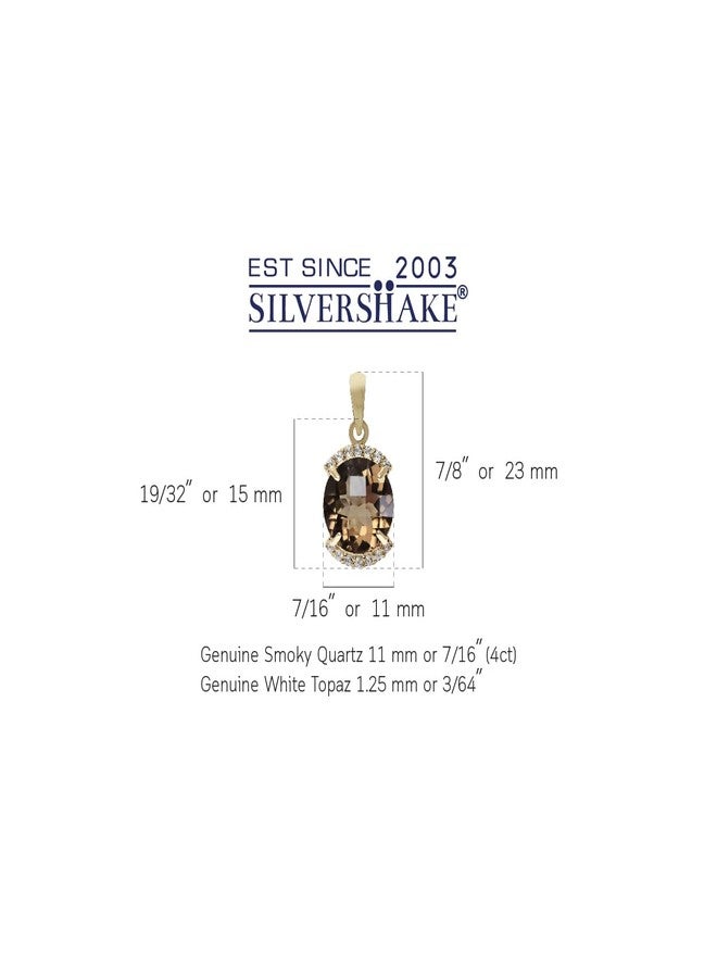Silvershake 4ct. 11mm Natural Round Shape Smoky Quartz and Topaz 14K Yellow Gold Plated 925 Sterling Silver Pendant - Image 2