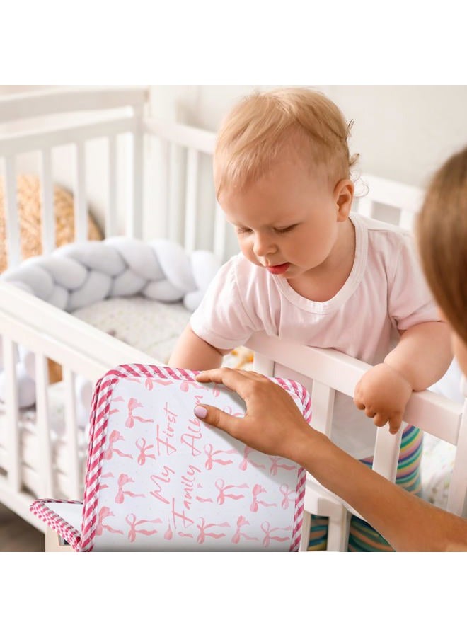 Fullhawl My First Family Album Holds 17 4x6 Pictures Photo Album Soft Cloth Book for Family Memory Gift(Pink Bow) - Image 3