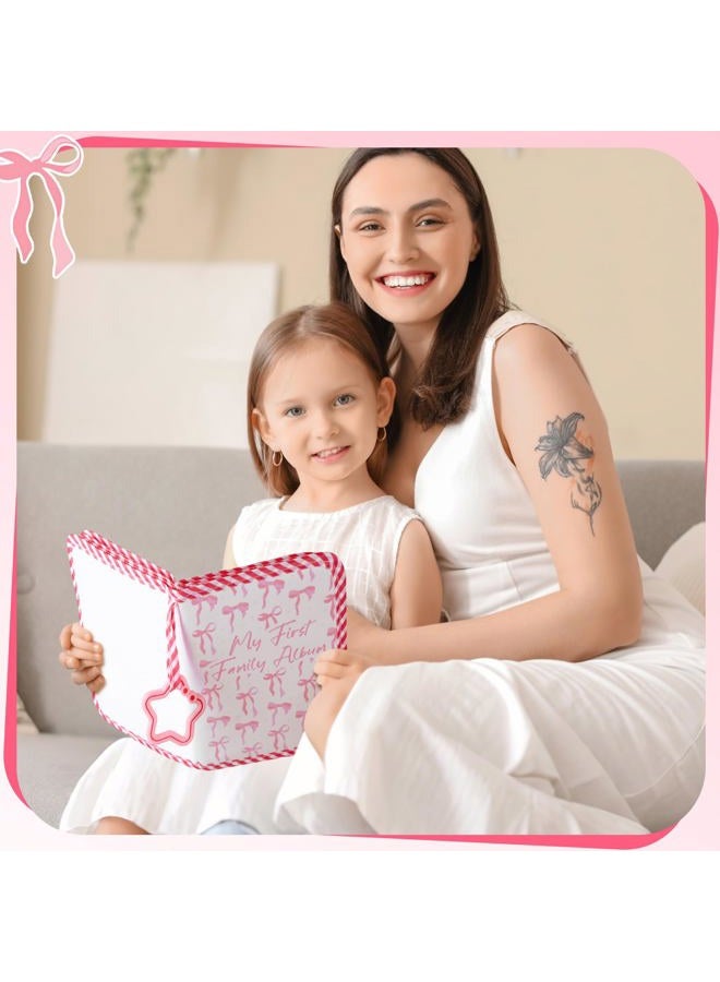 Fullhawl My First Family Album Holds 17 4x6 Pictures Photo Album Soft Cloth Book for Family Memory Gift(Pink Bow) - Image 5