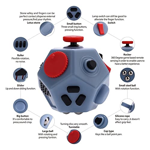 UOOEFUN Small Fidget Toys,12 Sided Fidget Toys,Mini Cube Toys Relief Stress,Autism and Anxiety Depression Anti for Kids Adults Improve Focus (Grey) - Image 3