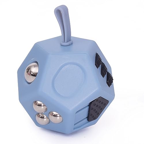UOOEFUN Small Fidget Toys,12 Sided Fidget Toys,Mini Cube Toys Relief Stress,Autism and Anxiety Depression Anti for Kids Adults Improve Focus (Grey) - Image 1