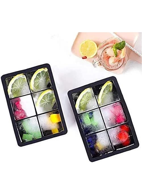 HOUSE HATCH HOUSE HATCH Ice Cube Tray Silicone Ice Cube Tray DIY Ice Maker Ice Cube Tray Big Size Ice Cube Molds for drinks Reusable BPA Free Size 45 x 65InchCube 2 x 2 Inch 6 grid ice cube tray black  - Image 2