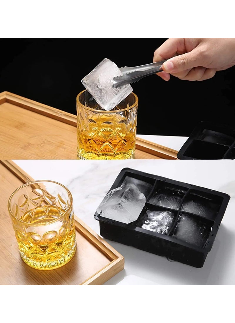 HOUSE HATCH HOUSE HATCH Ice Cube Tray Silicone Ice Cube Tray DIY Ice Maker Ice Cube Tray Big Size Ice Cube Molds for drinks Reusable BPA Free Size 45 x 65InchCube 2 x 2 Inch 6 grid ice cube tray black  - Image 5