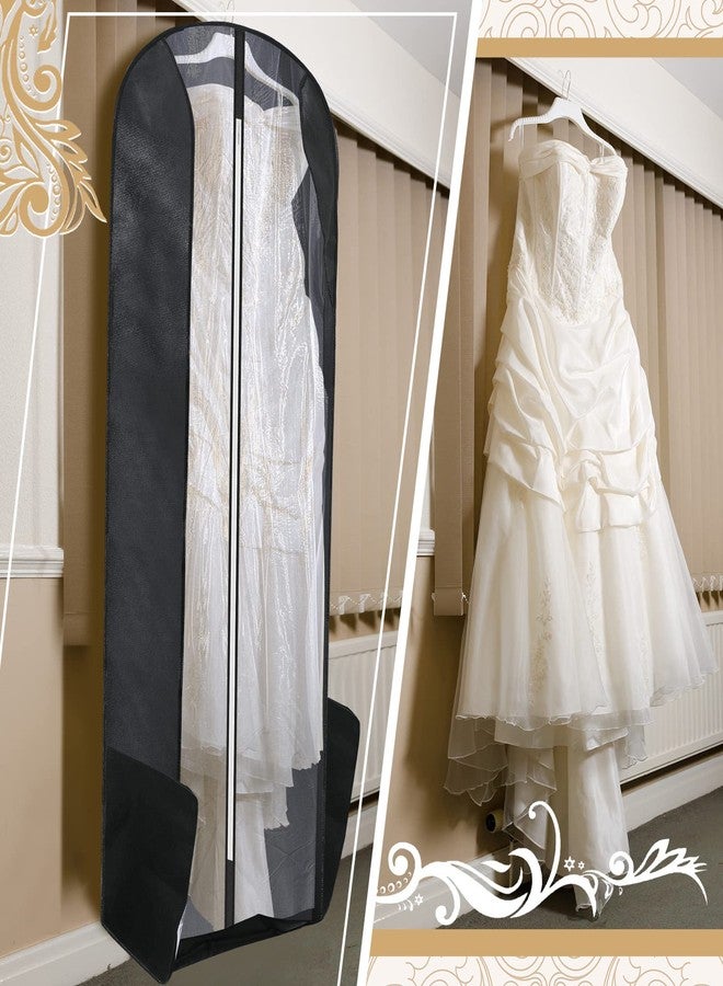 Fabbay 2 Pcs 70" Bridal Wedding Gown Dress Garment Bag Extra Large Long Foldable Portable Travel Covers Garment Bags Hanging Luggage Storage with Pockets for Women's Prom, Gusseted Black - Image 5