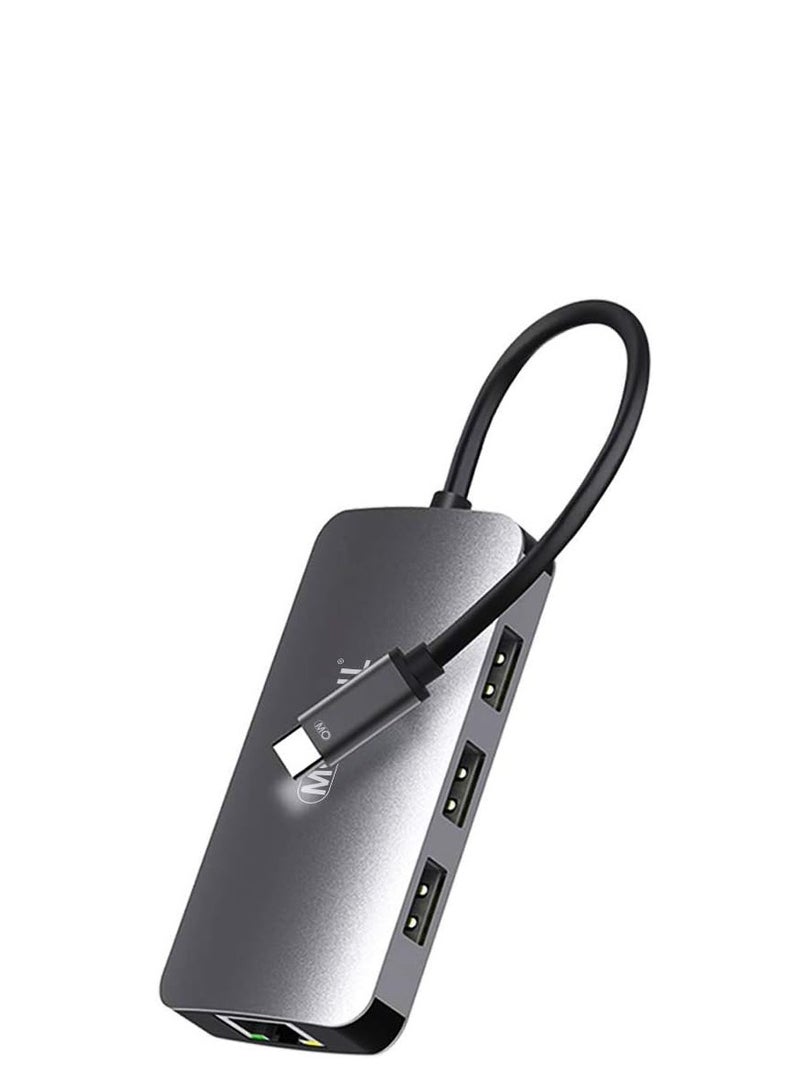 MOWSIL 6 in 1 USB C Hub 4K HDMI and FHD VGA Dual Video Output Type C Hub, PD 100W, Gigabit Ethernet, 3 USB 3.0 Ports, USB C to 3.5mm, SD/TF Slot Multiport Adapter for MacBook Pro/Air 2023, HP, - Image 1