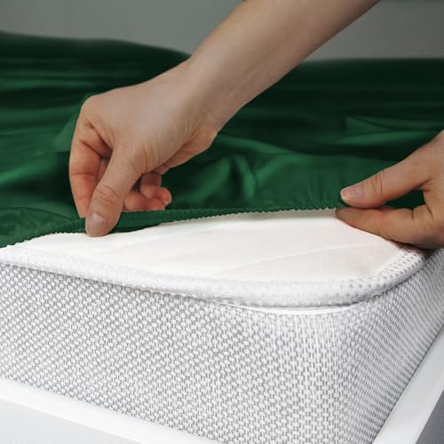 Stoa Paris 300TC UltraSatin King Bedsheet Set, 10” Drop Fitted Bedsheet with 2 Pillow Covers, Hypoallergenic, Wrinkle Free, Aesthetic Bedding, Home Decor, Gift, Date Night - Emerald Green - Image 5