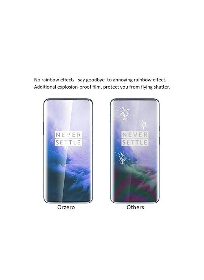 Orzero - For Oneplus 7 Pro Screen Protector 3 Packs Support In Display Fingerprints Scanner Hd Premium Quality Edge To Edge Full Coverage Silky Slim - Image 1