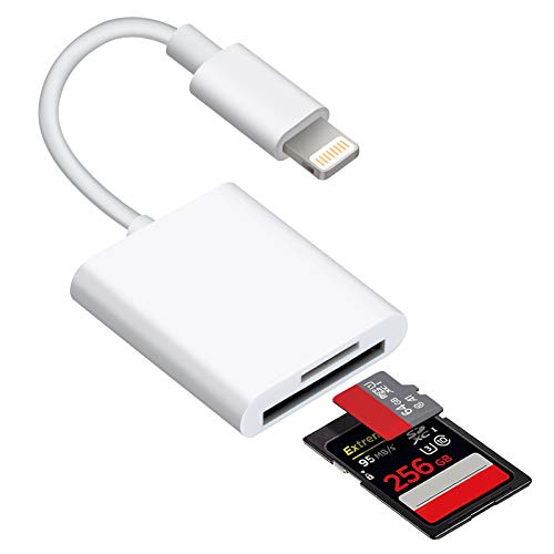 WORLDBOYU Lightning to SD TF Card Camera Reader Digital Camera SD Card Reader for Select iPhone, iPad Models (Support iOS 16 and Before), Trail Game Camera Viewer, No App Required (White) - Image 1