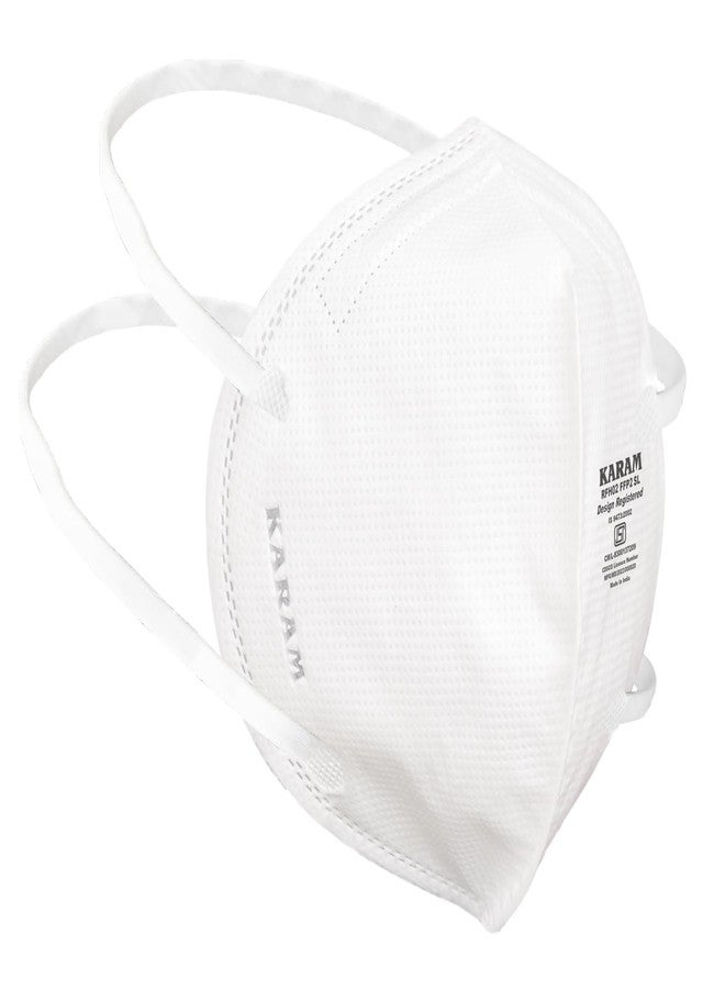 قناع وجه كرم RFH 02 الواقي مع رباط رأس | جهاز تنفس وجه للاستخدام مرة واحدة | قناع حماية من الملوثات FFP 2 S | قناع غبار للتلوث | كفاءة ترشيح الجسيمات 97% | أبيض | عبوة من 100 قطعة